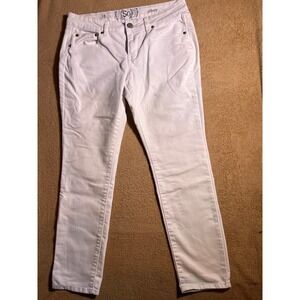 SO Junior Sz 15 White Skinny Pants Button Zip Pockets Cotton Blend Pants (L)